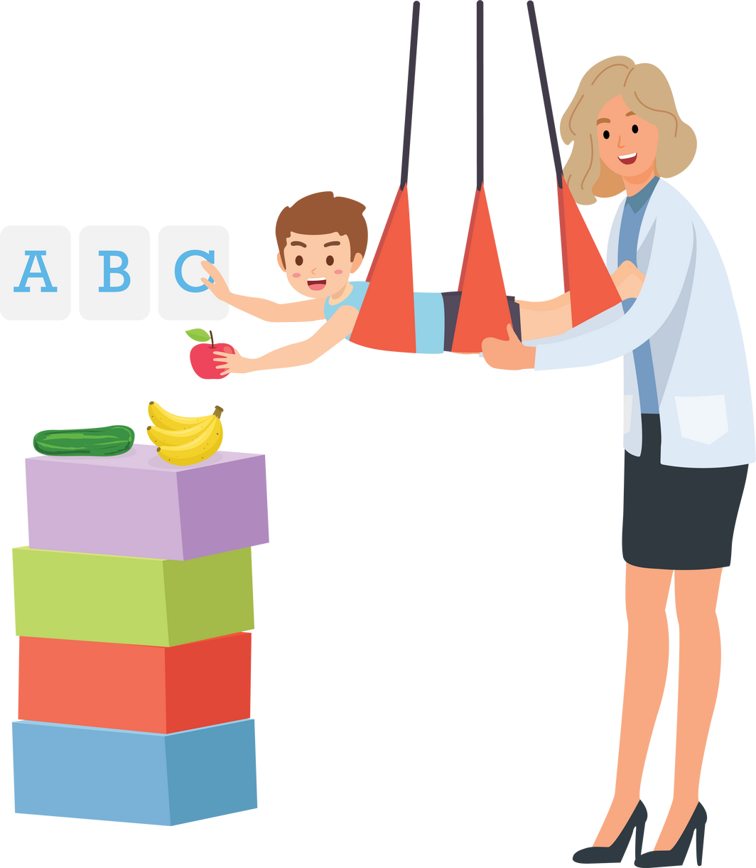 Woman as occupational therapist in pediatric clinic